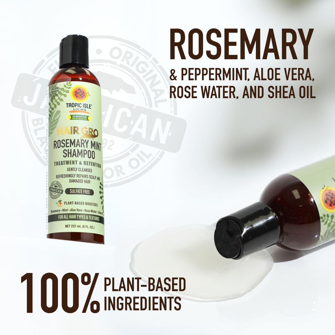 Tropic Isle Living Rosemary Mint Shampoo, 8 oz - Gently Cleanses and Nourishes Hair from Root to Tip, Free from Harmful Ingredients, Cruelty-Free, Suitable for All Hair Types