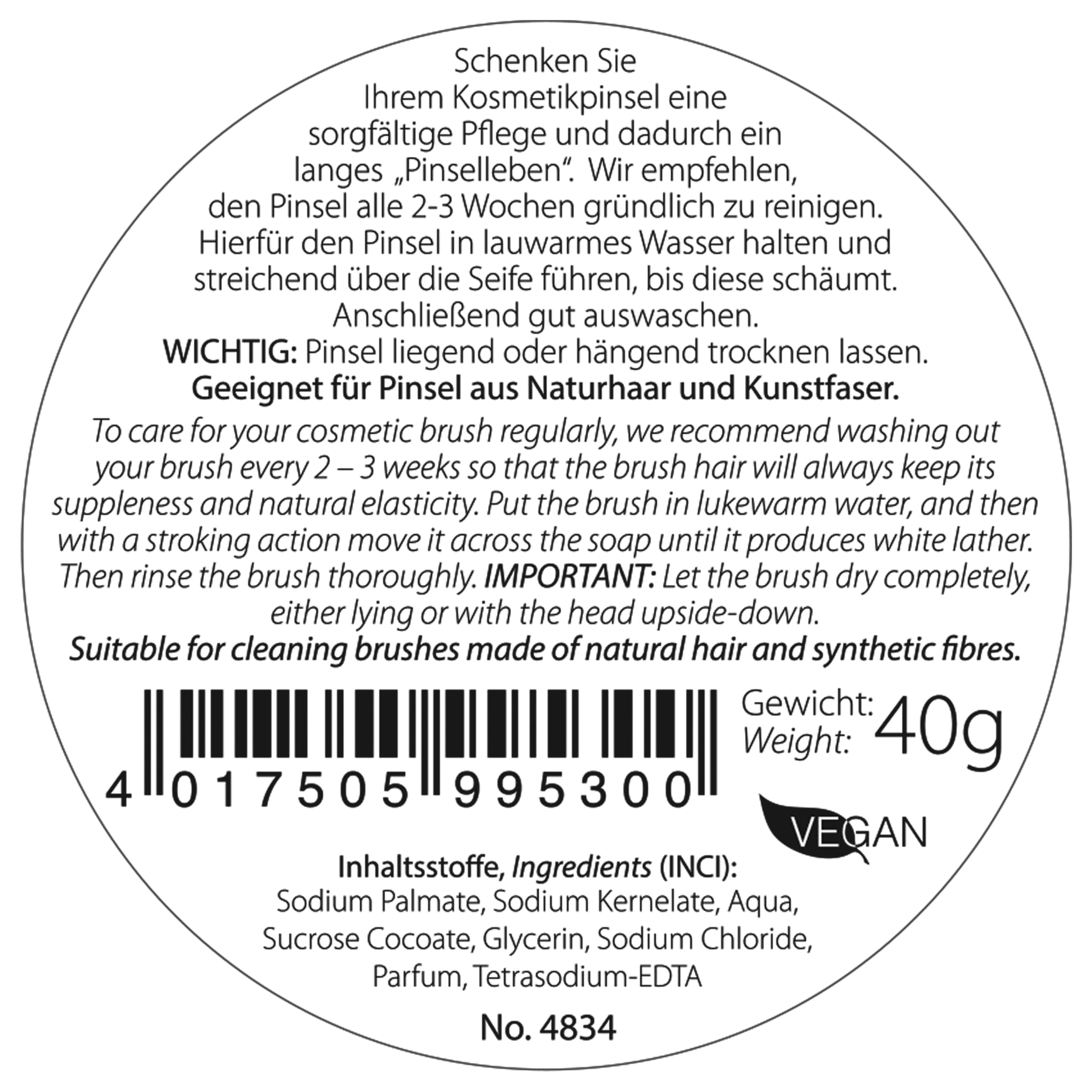 da Vinci Cosmetics Series 4834 Brush Cleaning Soap, Small, 40 Gram
