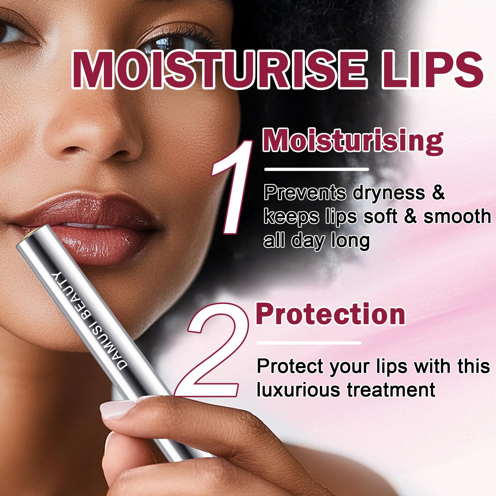 DAMUSI 2PCS Tinted Lip Balm,Moisturizing Lipstick for Women,Hydrating Solid Lip Gloss,Sheer Formula and Lightweight Lip Care Balm for Dry Lips(Black Candy)