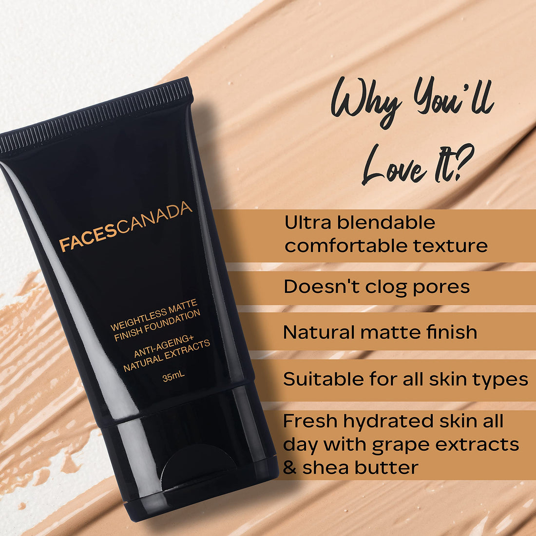 Faces Canada Weightless Matte Finish Foundation 35mL Natural 02