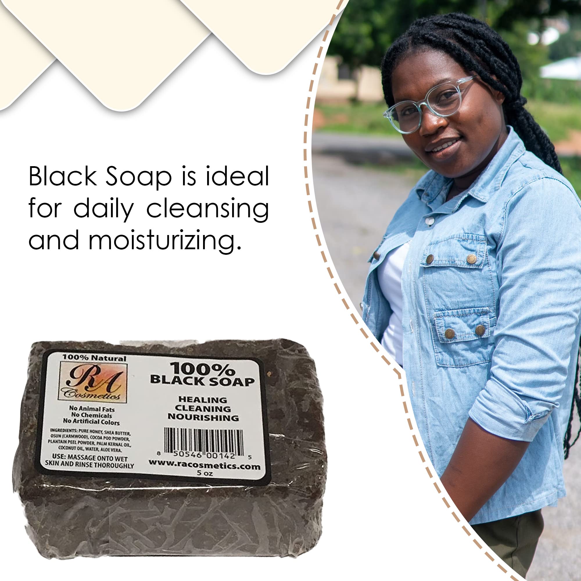 RA Cosmetics 100% Black Facial Soap Natural Healing Cleansing Bar by RA Cosmetics