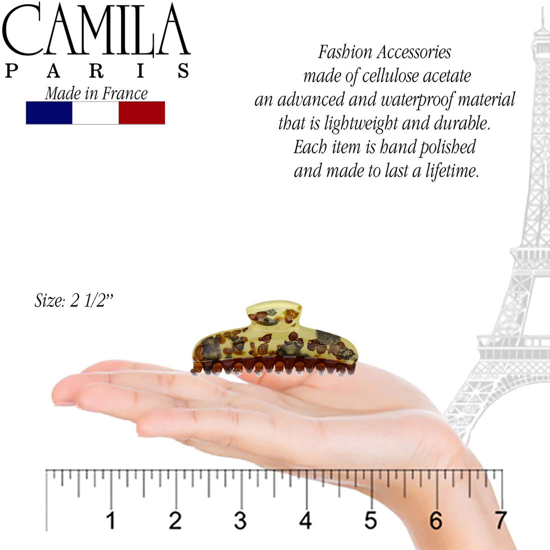 Camila Paris MP30 French Hair Clips for Women, Girls Hair Claw Clips Jaw Fashion Durable and Styling Hair Accessories for Women, Strong Hold No Slip Grip, Made in France