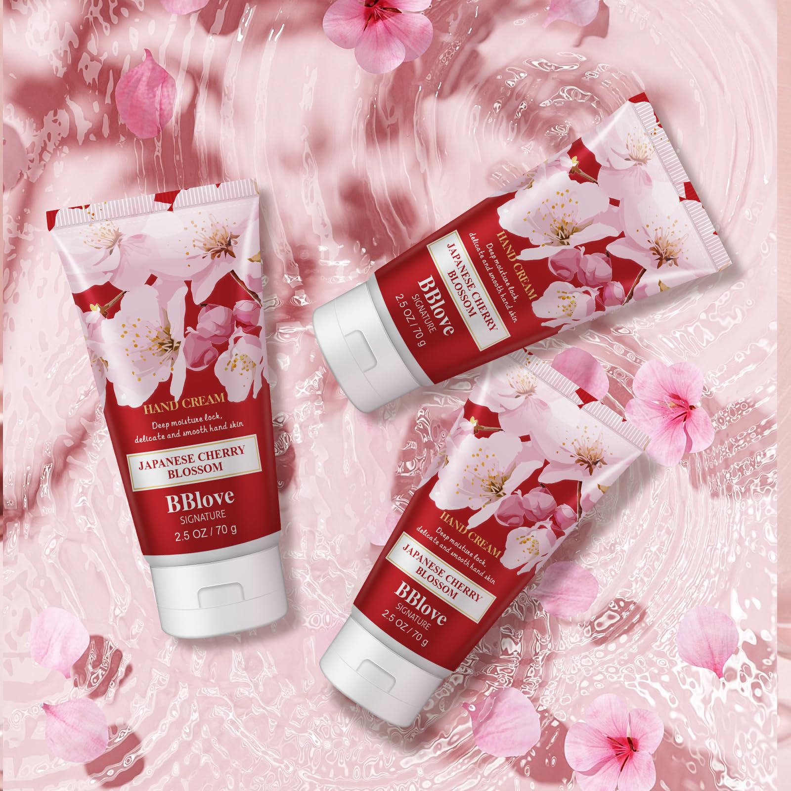 Hand Cream Moisturizing Gift Set-3PCS x 2.5oz Japanese Cherry Blossom, Natural Ingredients, Long-Lasting Moisture,Thoughtful Presents, Ideal as Gifts for Birthday Mother's Day Gift