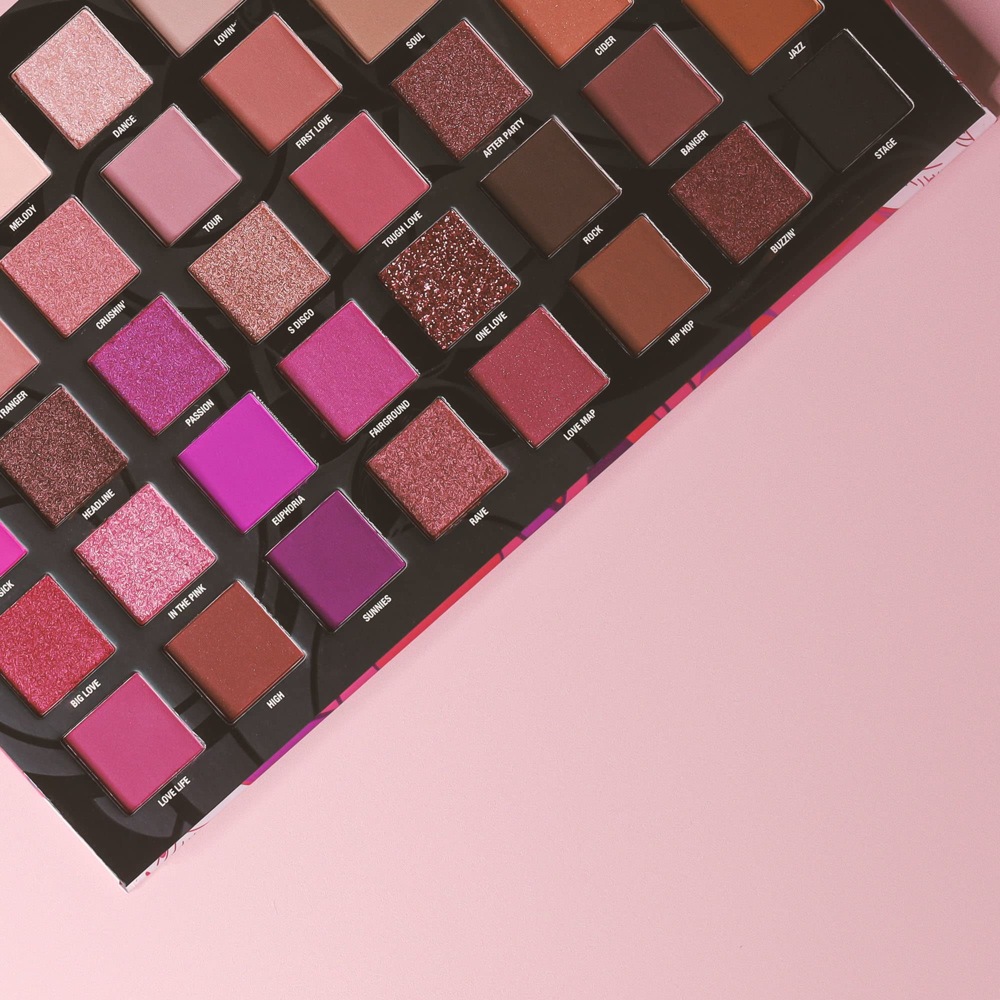 W7 Love Fest Pressed Pigment Palette - 40 Playful Party Colors With Matte, Shimmer, Glitters - Flawless Long-Lasting Bold Makeup