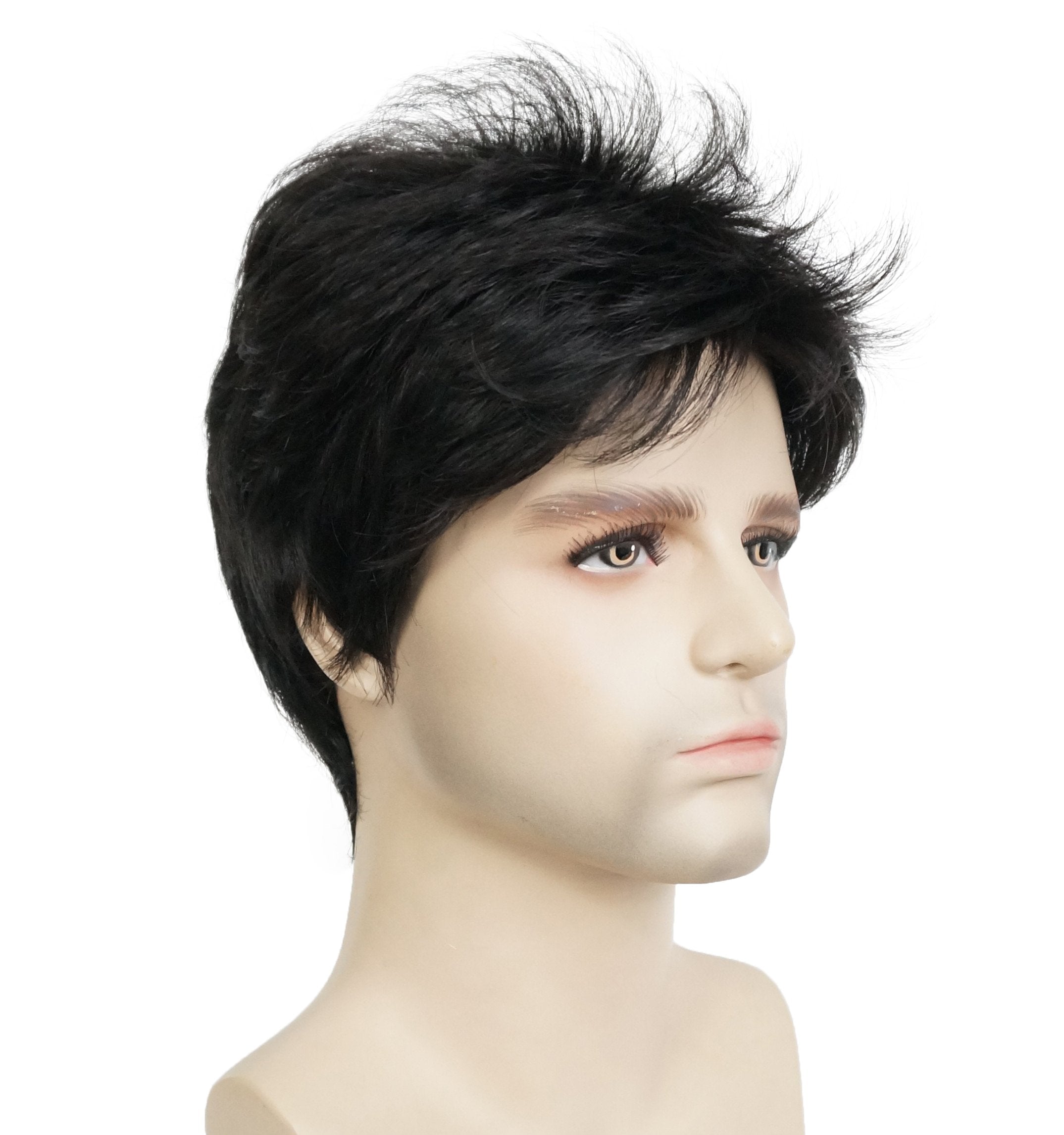 Lydell Men Wig Natural Black Short Straight Hair Synthetic Full Wigs