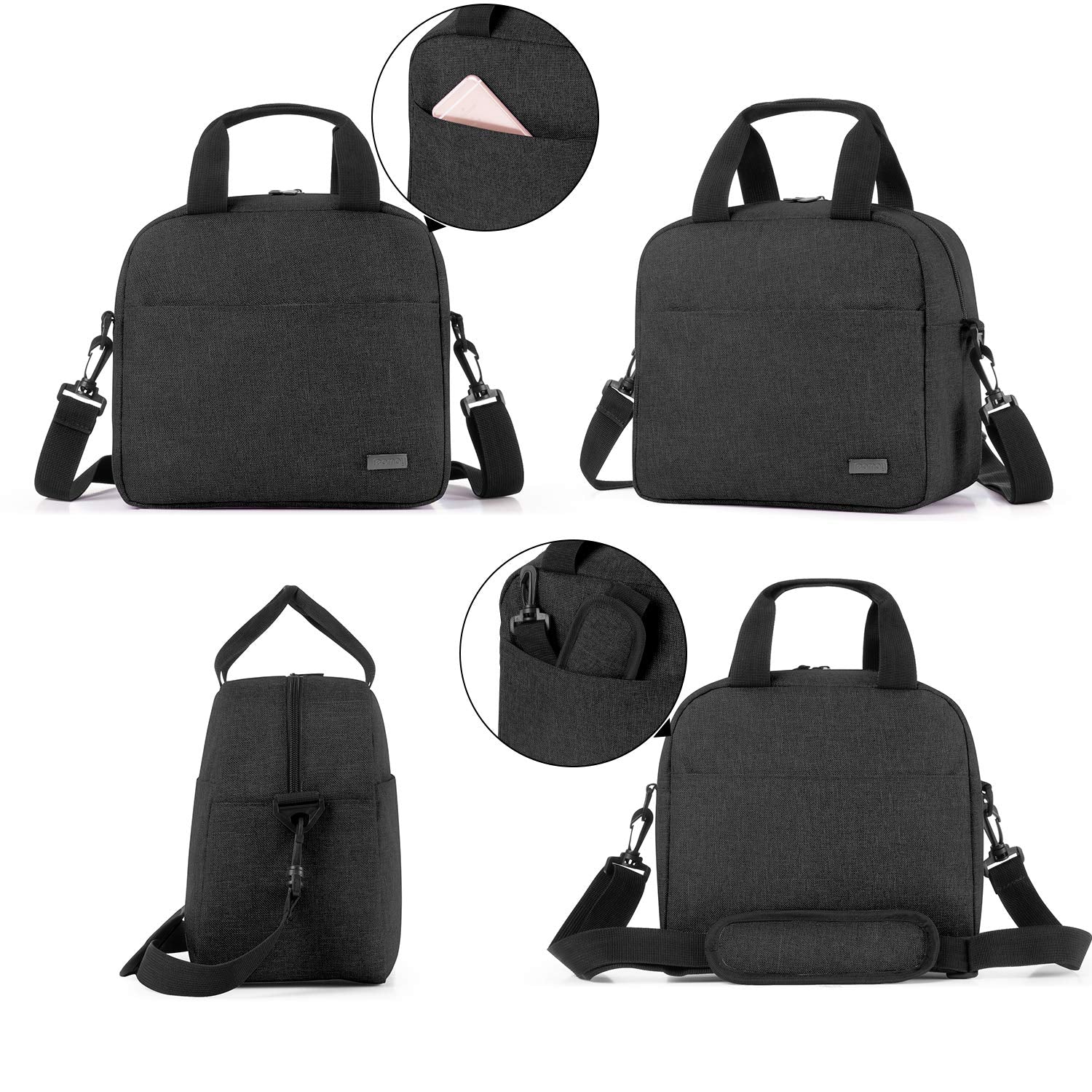 Teamoy Breastmilk Cooler Bag with Ice Pack, Travel Baby Bottle Carrier Tote Bag Fits Up to 6 Large 9 Ounce Bottles, Black