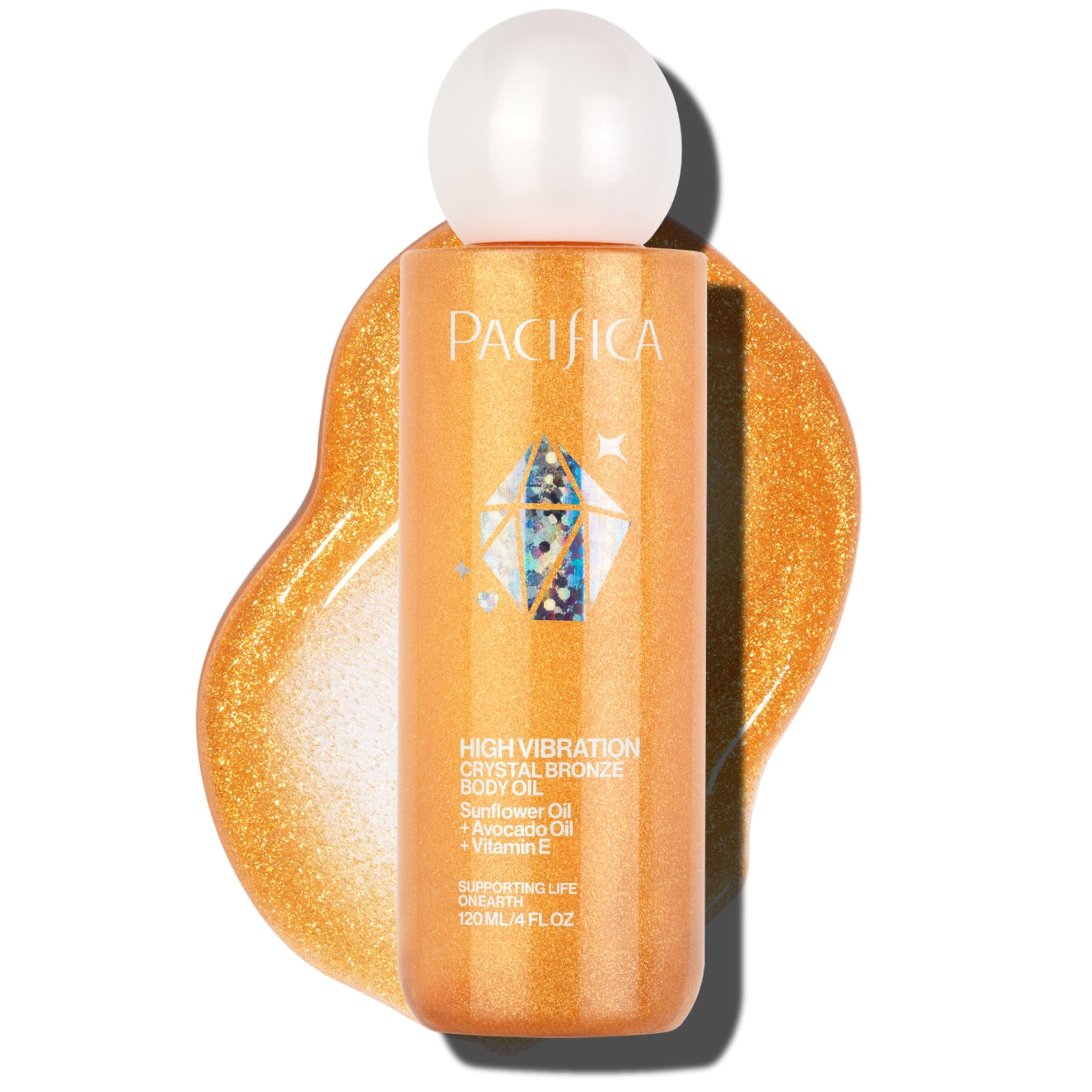 Pacifica Bronzing Body Oil – Crystal Bronze Shimmering Oil for Natural Sun-Kissed Glow, Hydrating Body Illuminator, Vanilla Coconut Scent, Vegan & Cruelty-Free, Clean Beauty, 4 fl oz