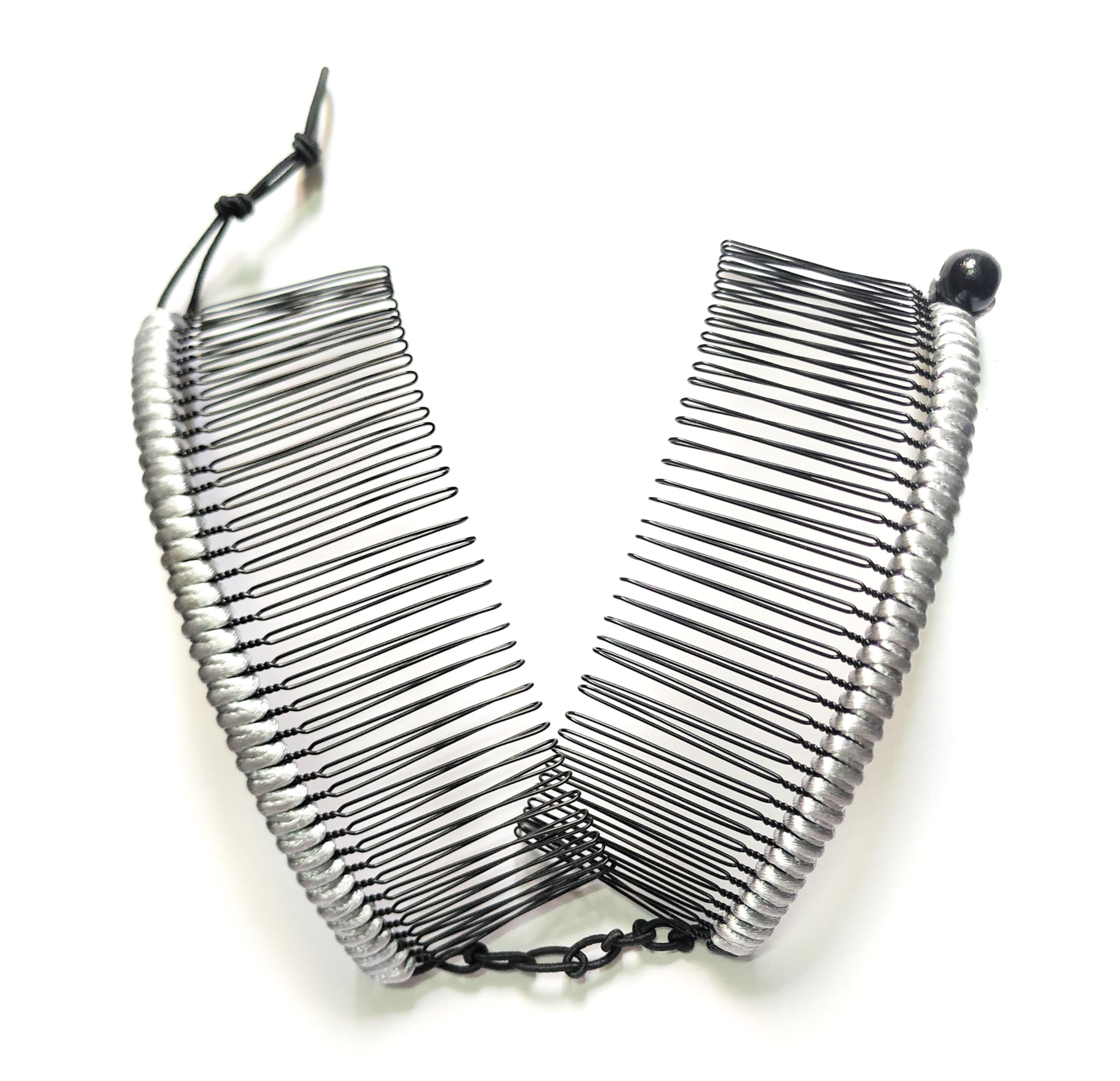 Large, Silver : HairZing Cord S-T-R-E-T-C-H Banana Comb, Hair Accessory Perfect for Easy Ponytail, UpDo or Faux Hawk, Silver, Large