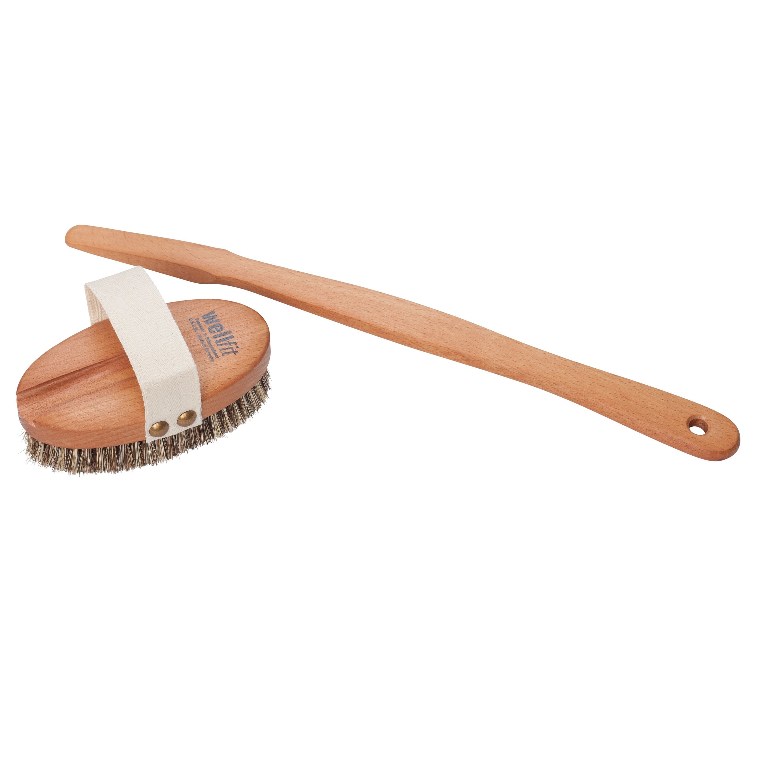 Steamed Beechwood with Horsehair/Fiber Bristles : Burstenhaus Redecker Wellfit Bath Brush with Removable Steamed Beechwood Handle and Mixed Horsehair and Plant Fiber Bristles, 17-1/2 Inches Long