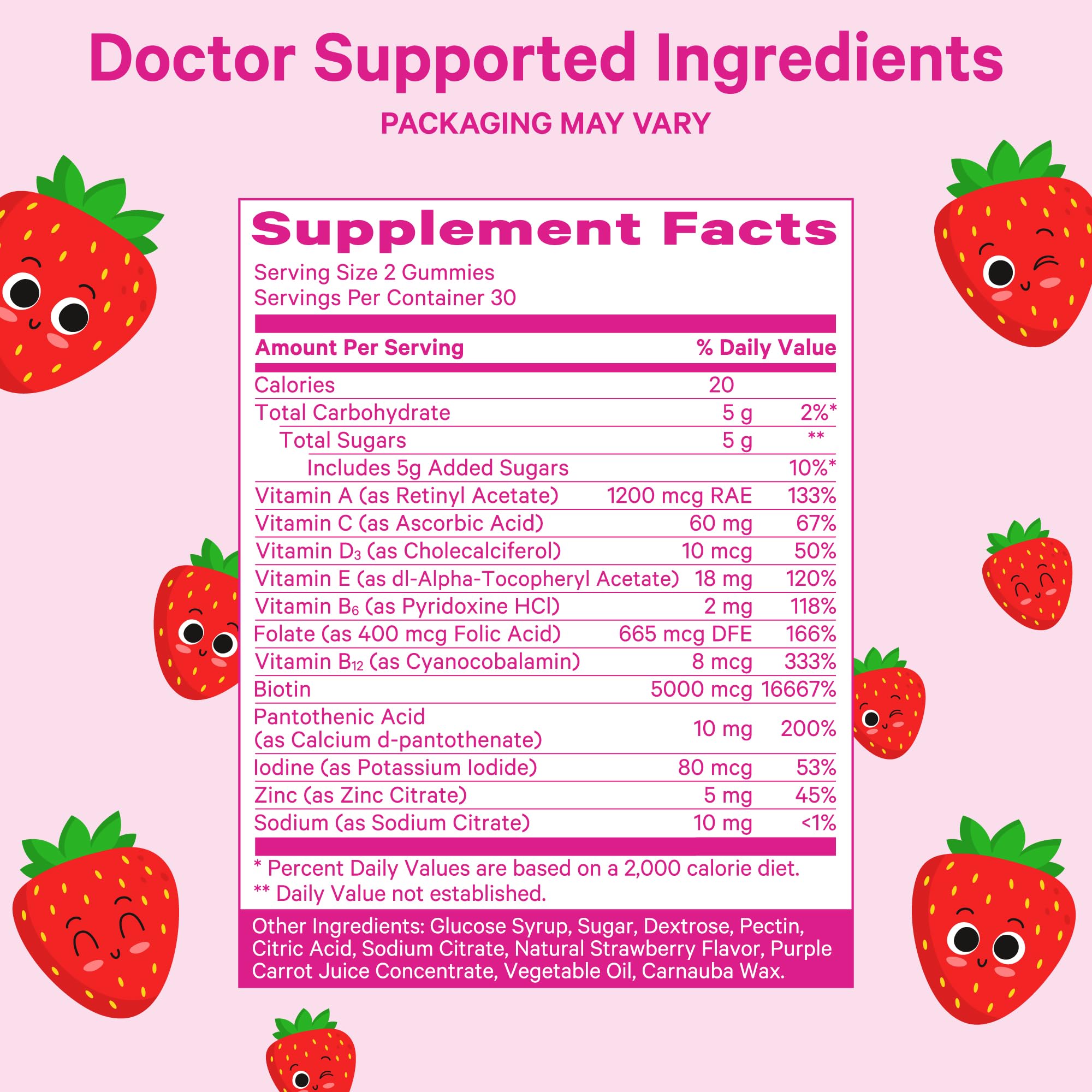 Pink Stork Biotin, Antioxidants, Vitamin E Multivitamin for Teens - Clinically Studied Vitamins + Nutrients for Teens - Beautiful Hair, Radiant Skin, Strong Nails, + Immune Support - 60 Berry Gummies