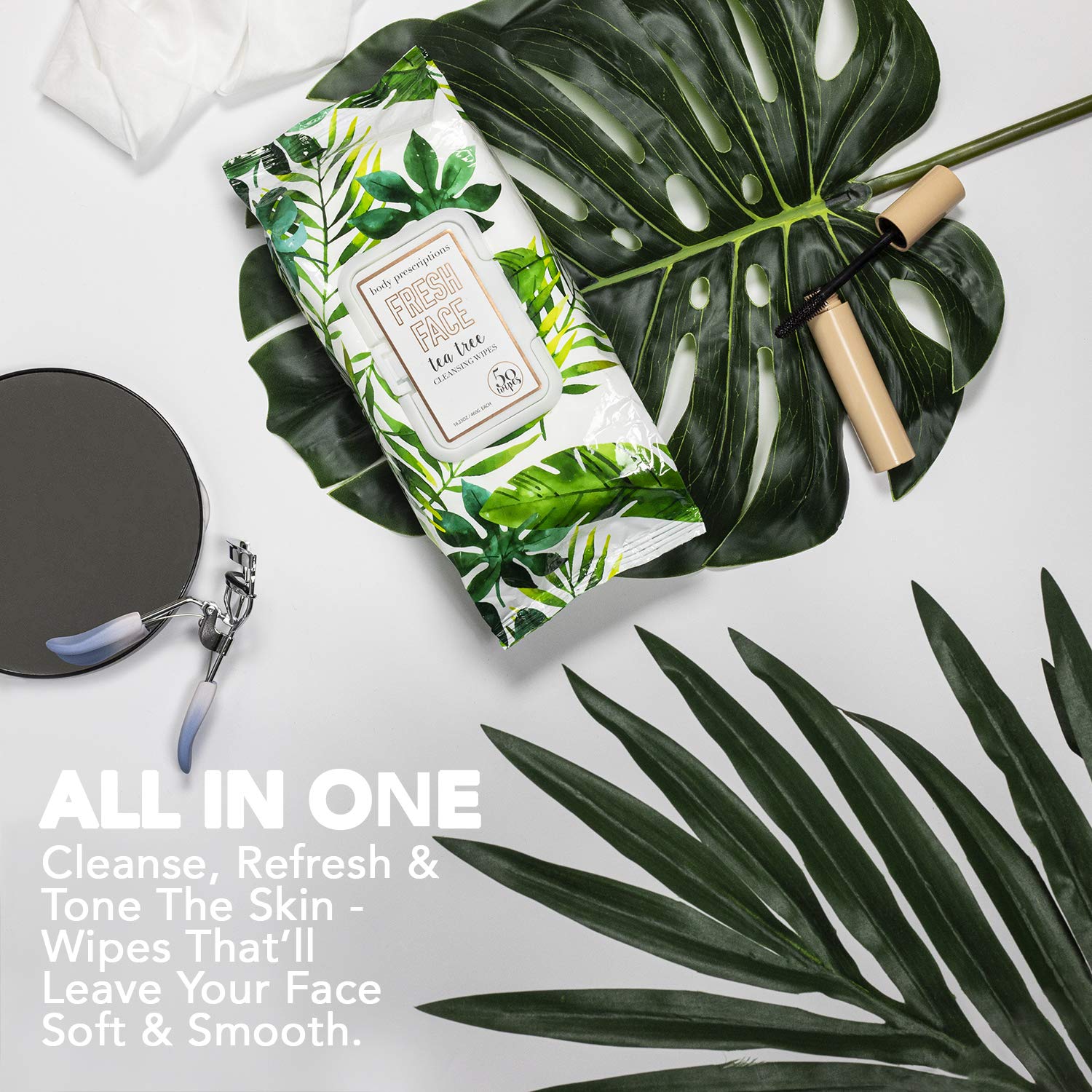 Body Prescriptions - 2 Pack (60 Count Each) Fresh Face Tea Tree Facial Cleansing Wipes