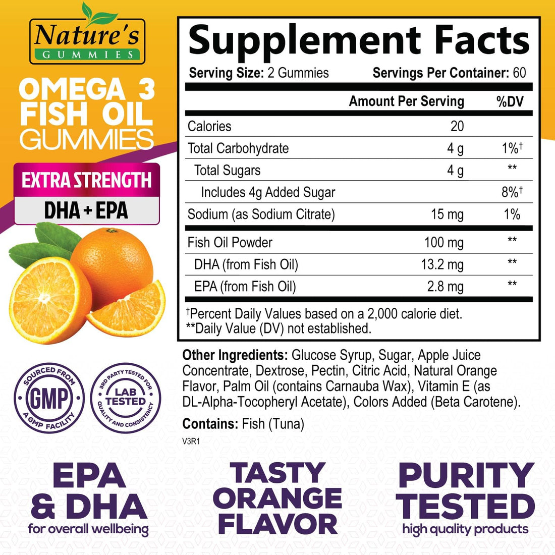 Omega Fish Oil Gummies - Delicious Orange Flavor Fish Oil Omega 3 Supplements with Heart Healthy EPA & DHA Fatty Acids for Heart, Joint & Brain Support - Omega 3 Fish Oil Gummy Vitamins - 120 Gummies