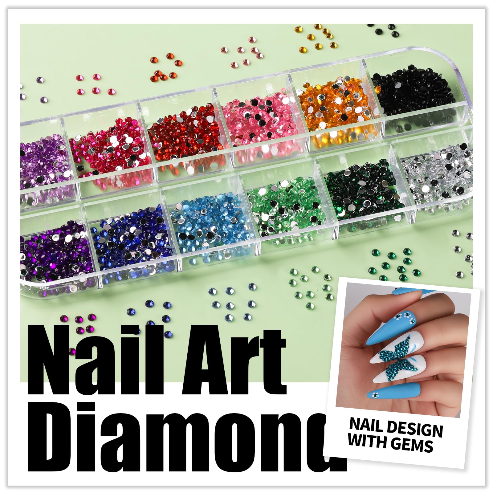 Teenitor Nail Art Brushes Nail Art Tools, Nail Brushes for Nail Art Kit with Nail Stickers, Nail Design Tools Nail Design Brushes Nail Gems, Nail Stuff Dotting Tools Nail Art Stickers Nail Supplies