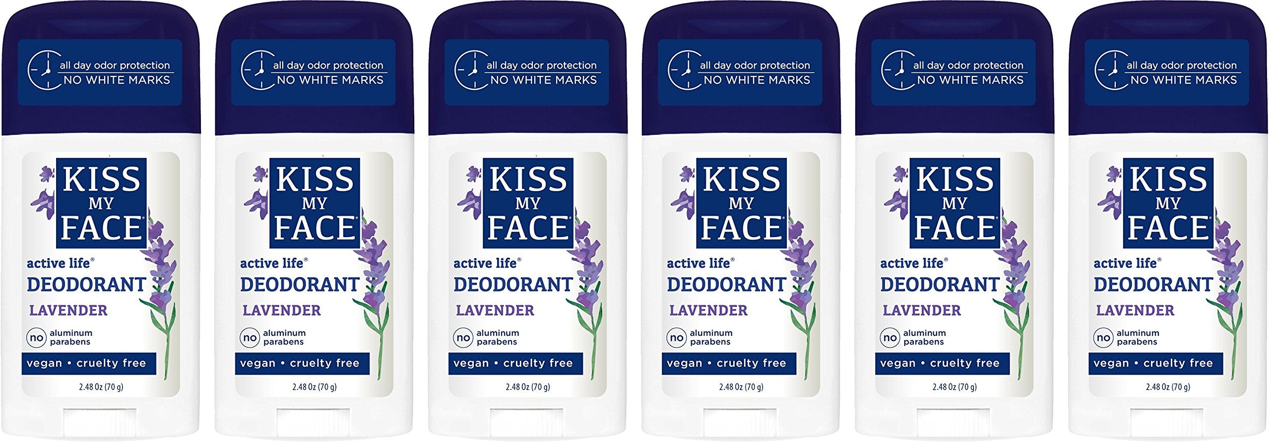 Kiss My Face Active Life Aluminum Free Deodorant, Lavender, 2.48 Ounce Stick (Pack of 6)