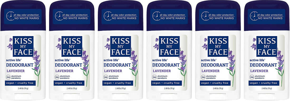 Kiss My Face Active Life Aluminum Free Deodorant, Lavender, 2.48 Ounce Stick (Pack of 6)