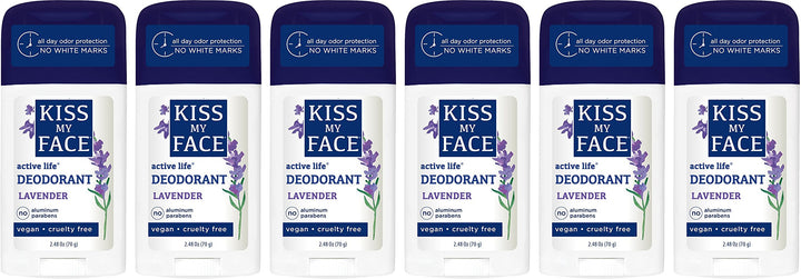 Kiss My Face Active Life Aluminum Free Deodorant, Lavender, 2.48 Ounce Stick (Pack of 6)