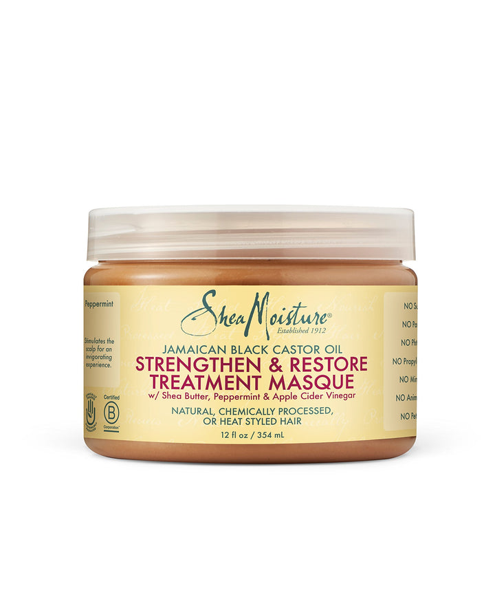 Shea Moisture Jamaican Black Castor Oil Strengthen & Restore Treatment Masque 12 Oz, Pack of 2
