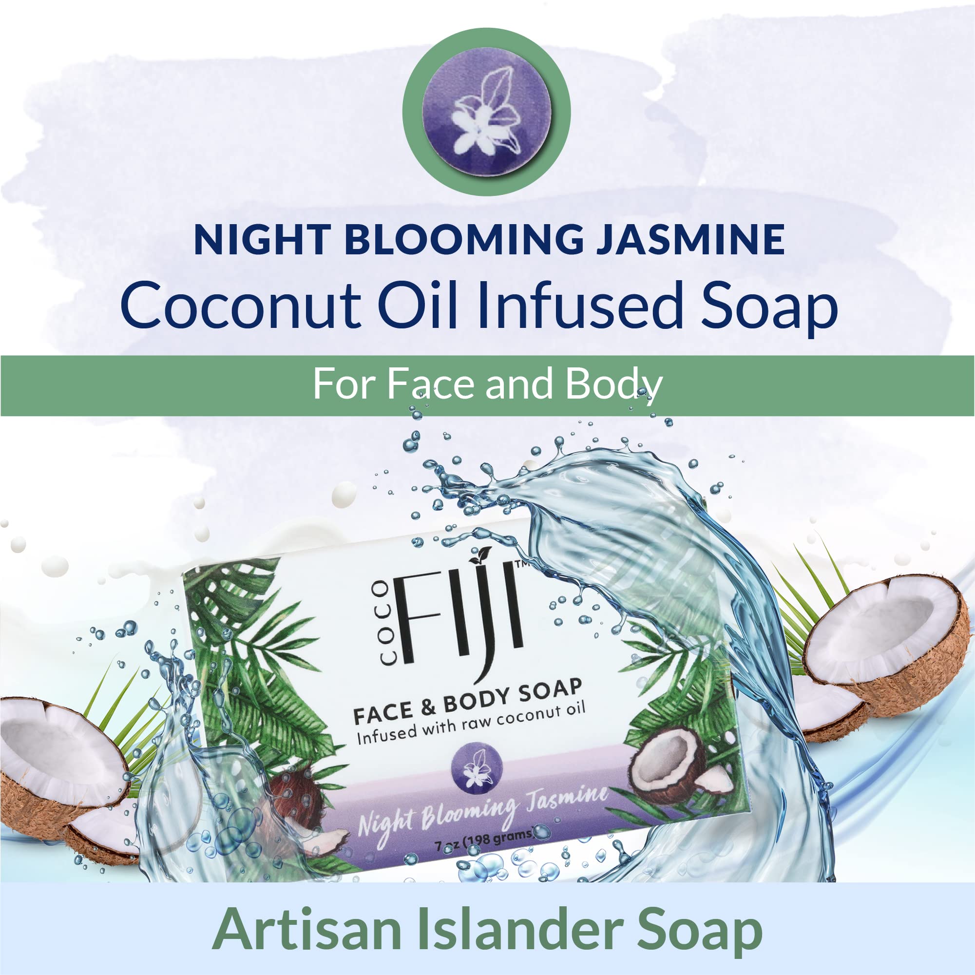 Organic Bar Soap, Night Blooming Jasmine 7 Oz by Organic Fiji