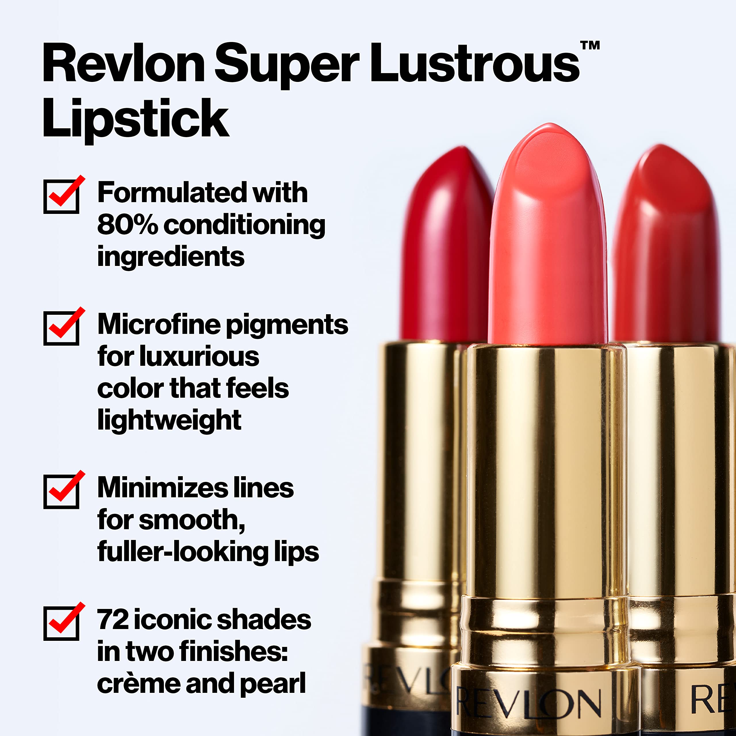 Revlon Super Lustrous Lipstick, High Impact Lipcolor with Moisturizing Creamy Formula, Infused with Vitamin E and Avocado Oil in Red / Coral, Cherry Blossom (028)