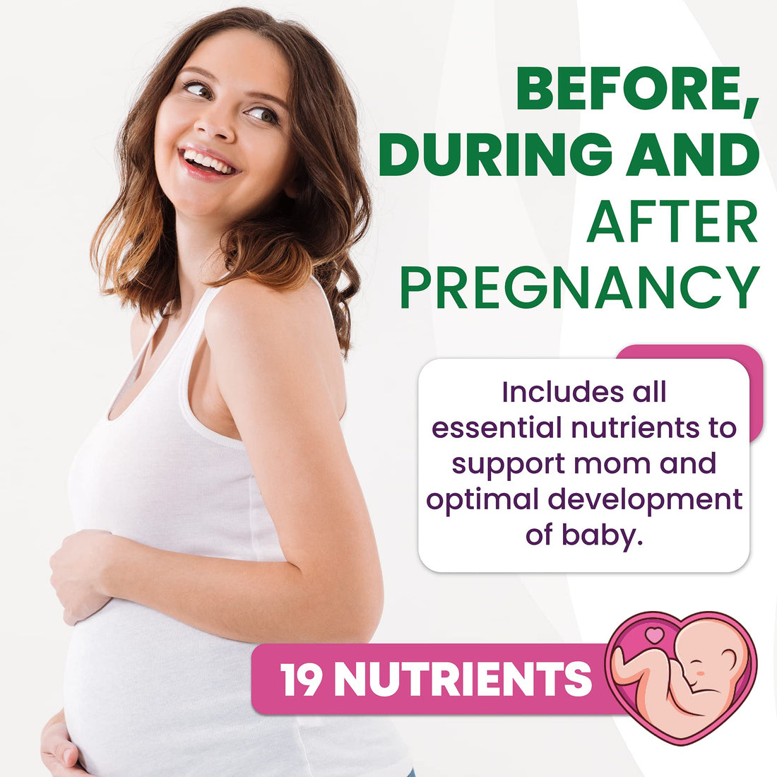 Prenatal Vitamins for Women - Multivitamin with DHA, Folic Acid, Vitamin C, B12, Iron & Omega-3 - Before, During & Post Pregnancy Supplement for Healthy Growth & Brain Development - 60 Softgels