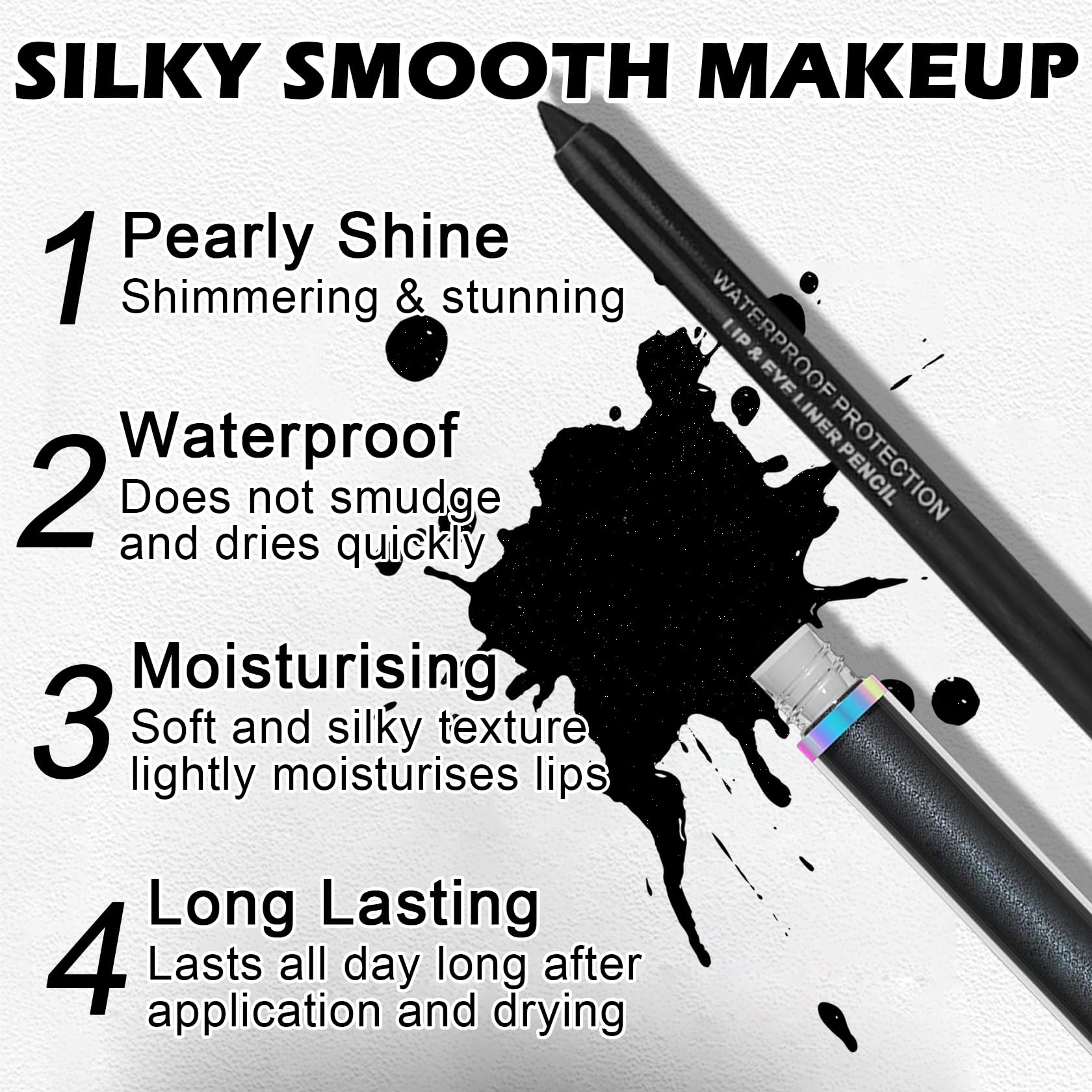 AOAZXBB Pearlescent Liquid Lipstick Set - Black Lip Gloss, Long Lasting Black Lip Liner for Halloween Cosplay, Goth Makeup