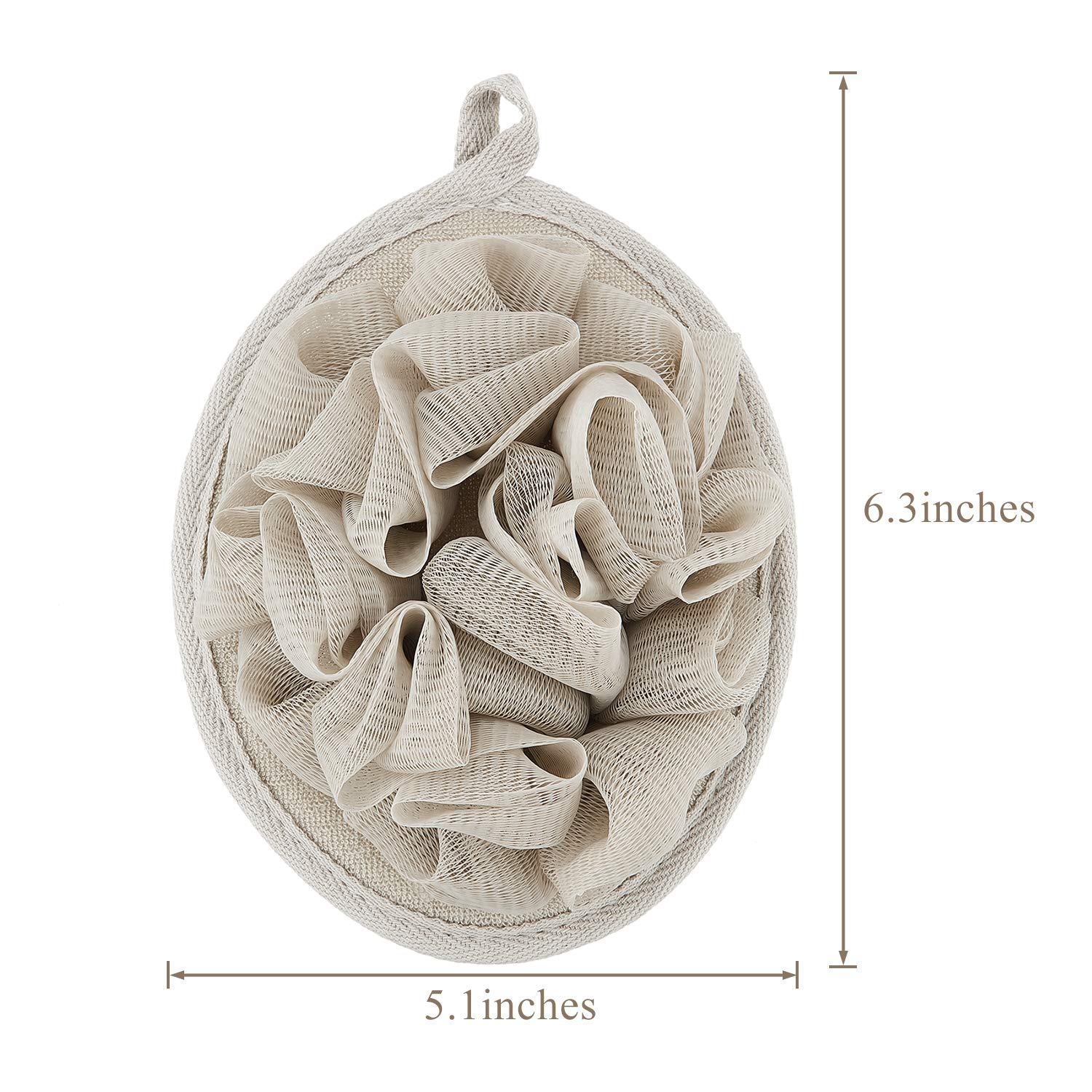 6 Pieces Bath Shower Pouf Sponge Mesh Pouf Shower Ball Exfoliating Body Loofah Shower Scrubber Ball Shower Glove with Flower Bath Balll (Khaki, Coffee, Pink)