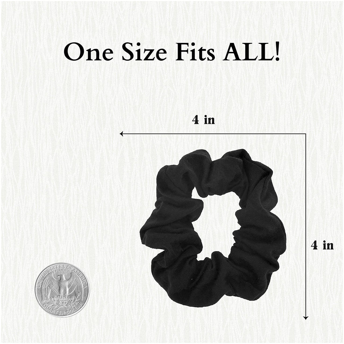 6 Black 3 White : Set of 9 Solid Scrunchies - 6 Black and 3 White