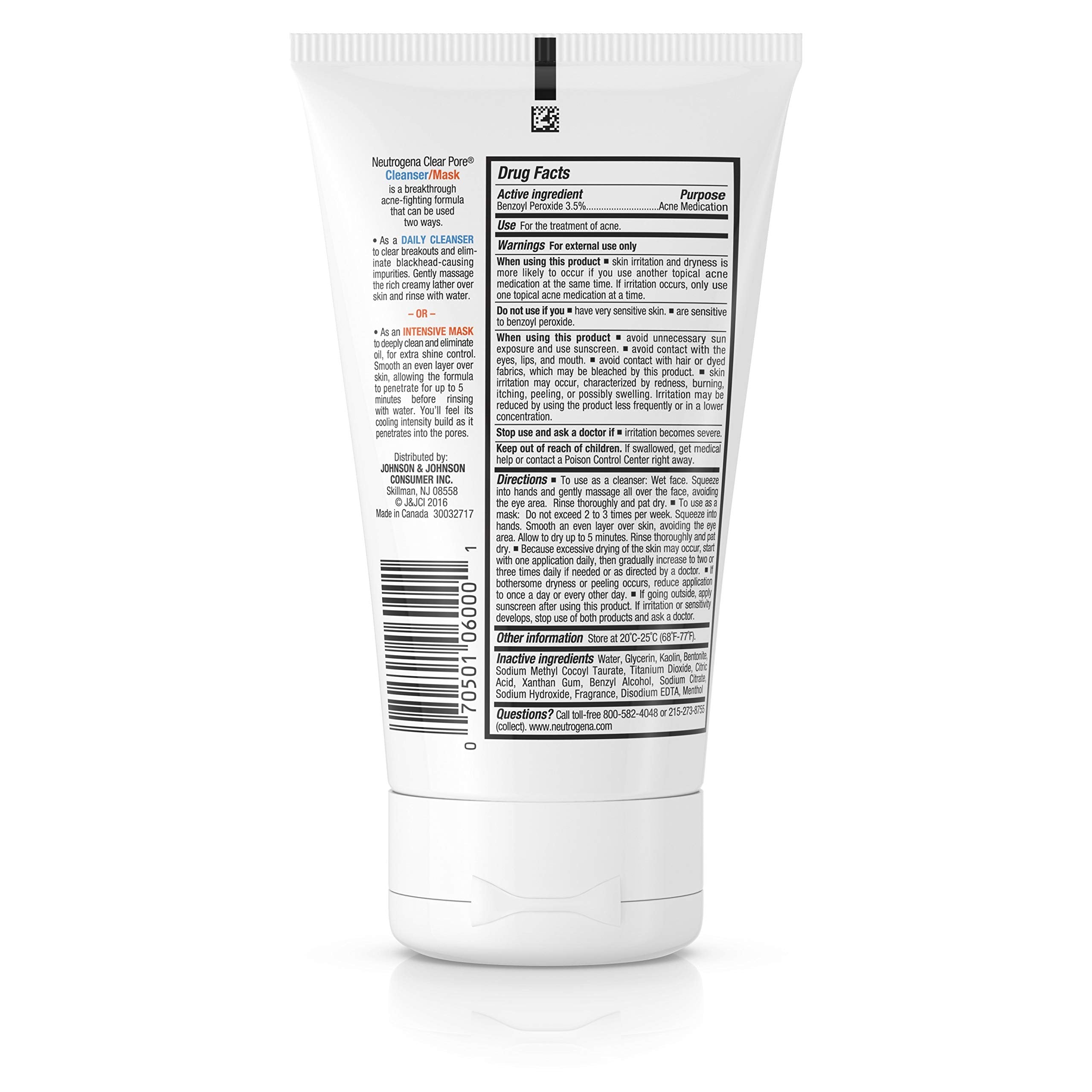 Neutrogena Clear Pore Cleanser/Mask, 4.2 Ounce