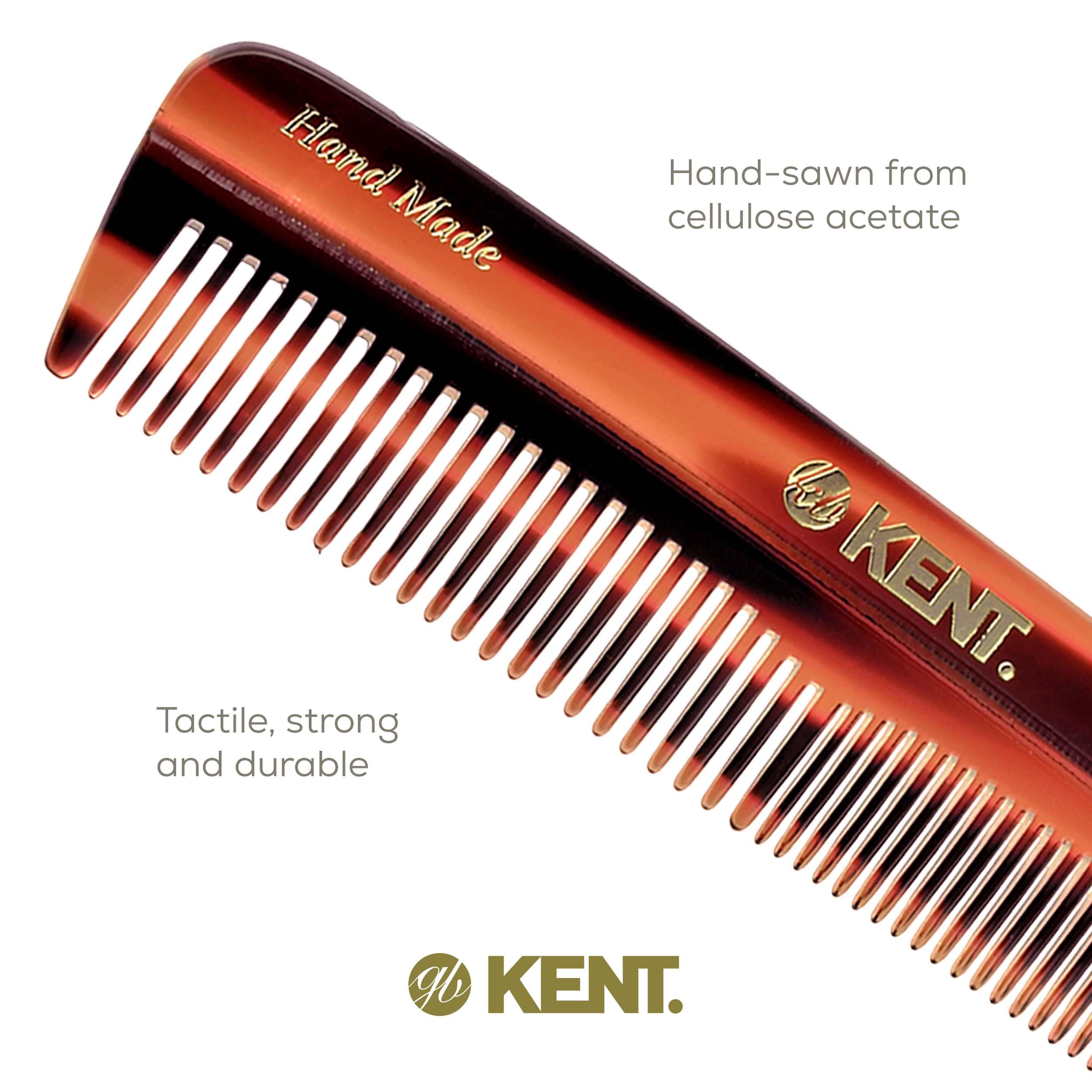 Kent R7T The Apsley Fine and Wide Tooth Beard and Hair Comb - Pocket Travel Comb for Men and Women