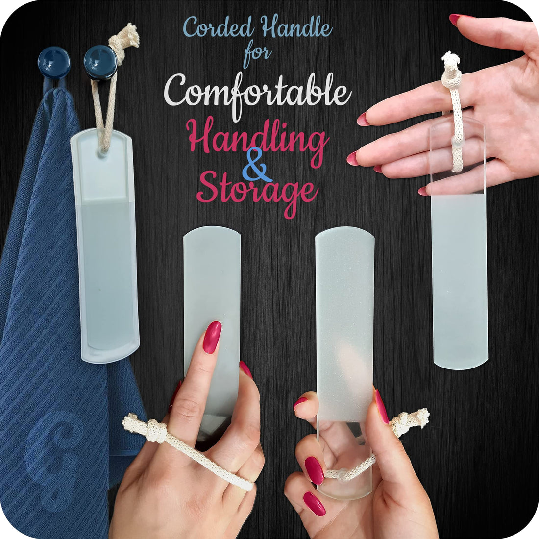 Genuine Czech Glass Foot File - Two-Sided Different Grit Surface, Gentle Callus Remover, Pedicure & Spa Rough Skin Scrubber, Professional Toenail And Heels Care, EU Quality, Large Size