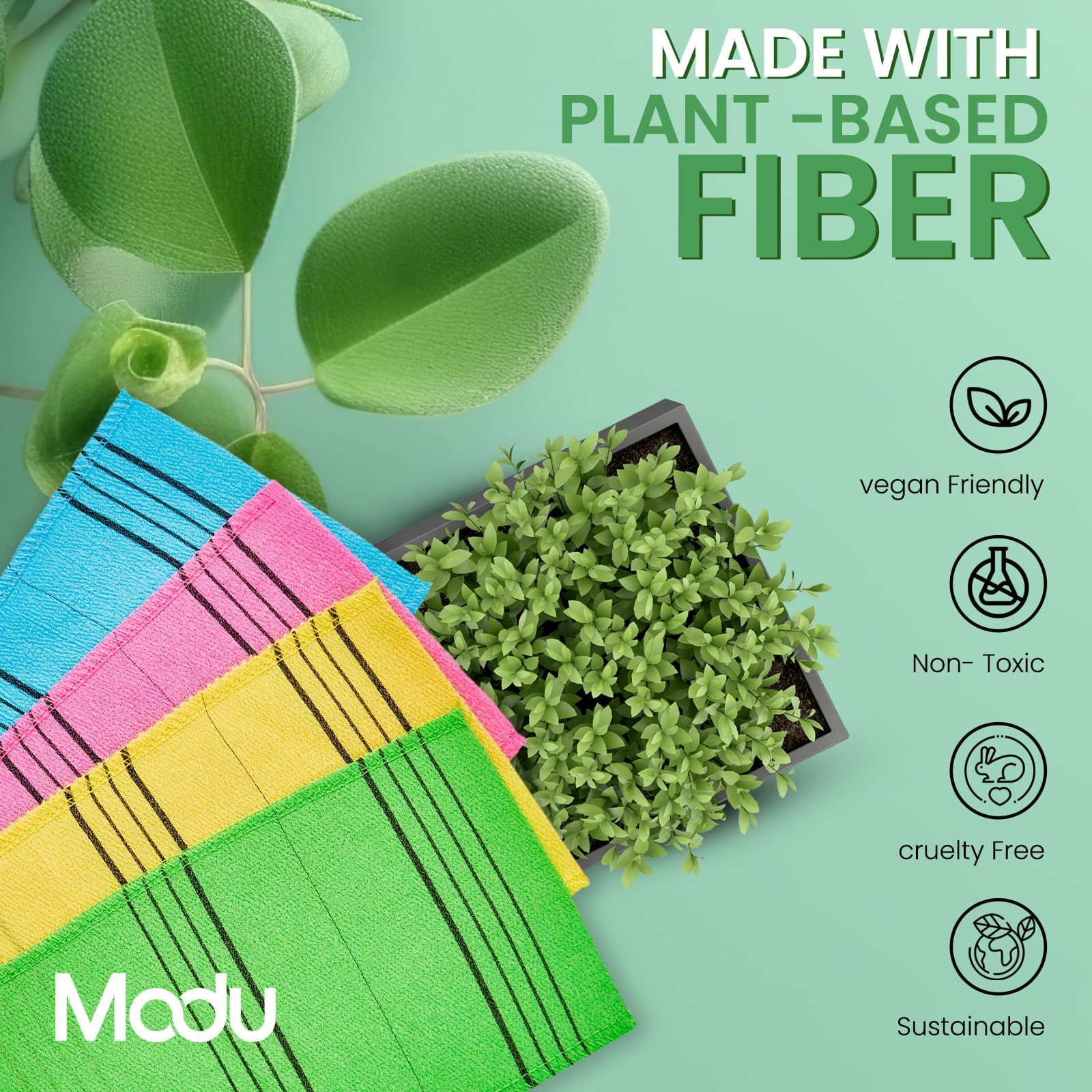 6 Pcs: Modu Korean Exfoliating Italy Towel Washcloth Normal Size(6 Pcs) Bath Scrub Removes Dead Skin Mitten Cloth