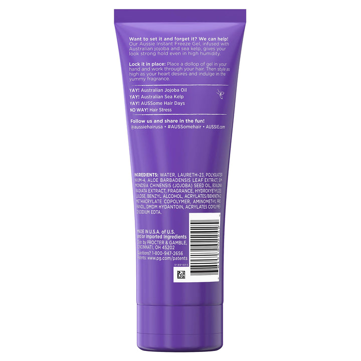 Aussie Instant Freeze Hair Gel with Jojoba Oil & Sea Kelp, 7 Ounce