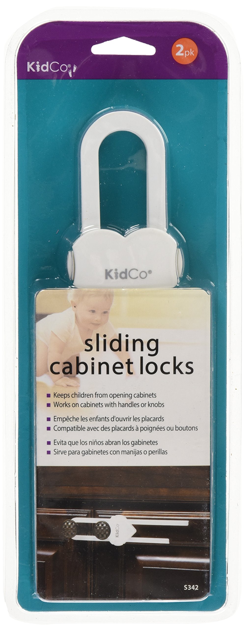 KidCo Sliding Cabinet Locks - 2/pkg (White)