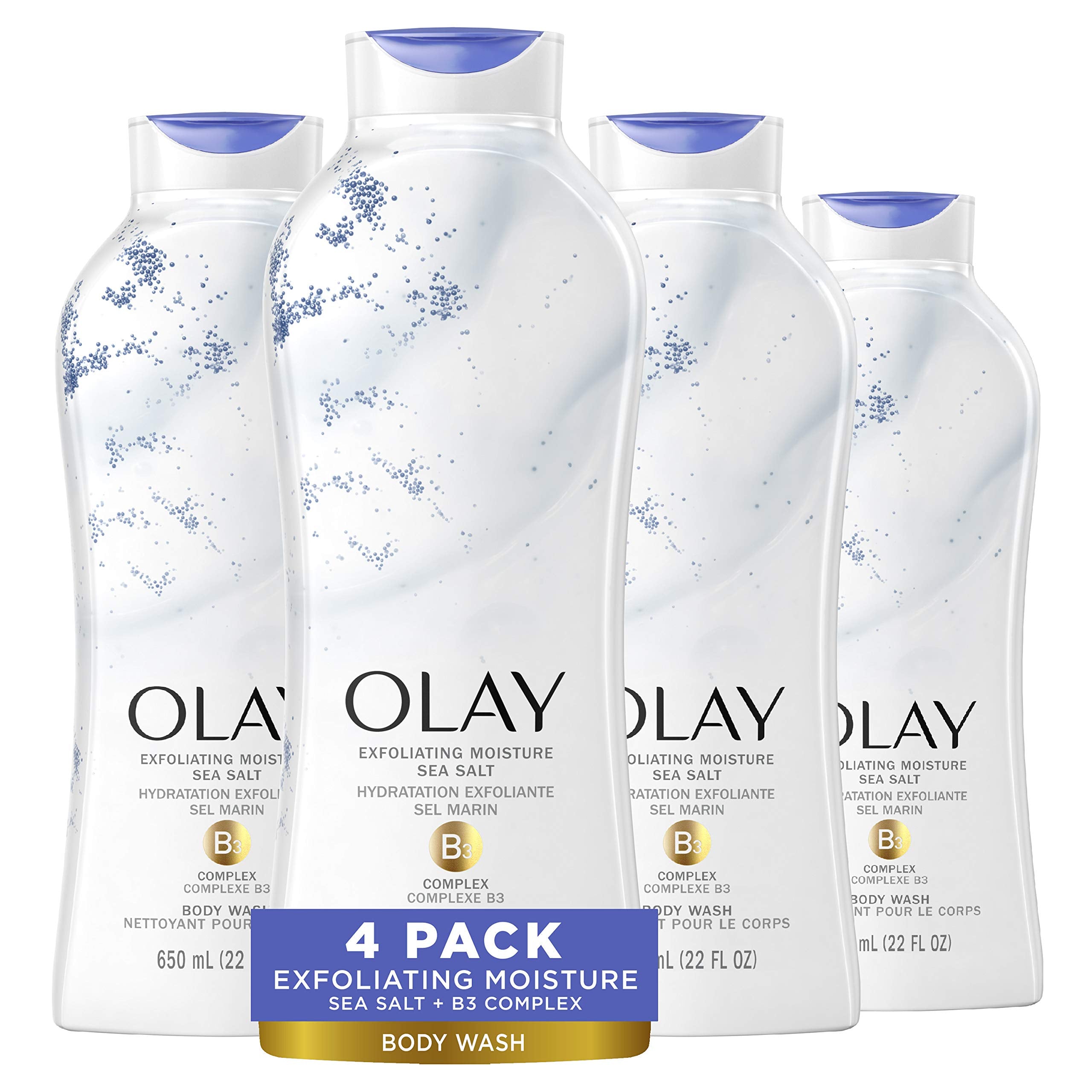 Daily Exfoliating With Sea Salts : Olay Daily Exfoliating with Sea Salts Body Wash, 22 oz, (4 Count)