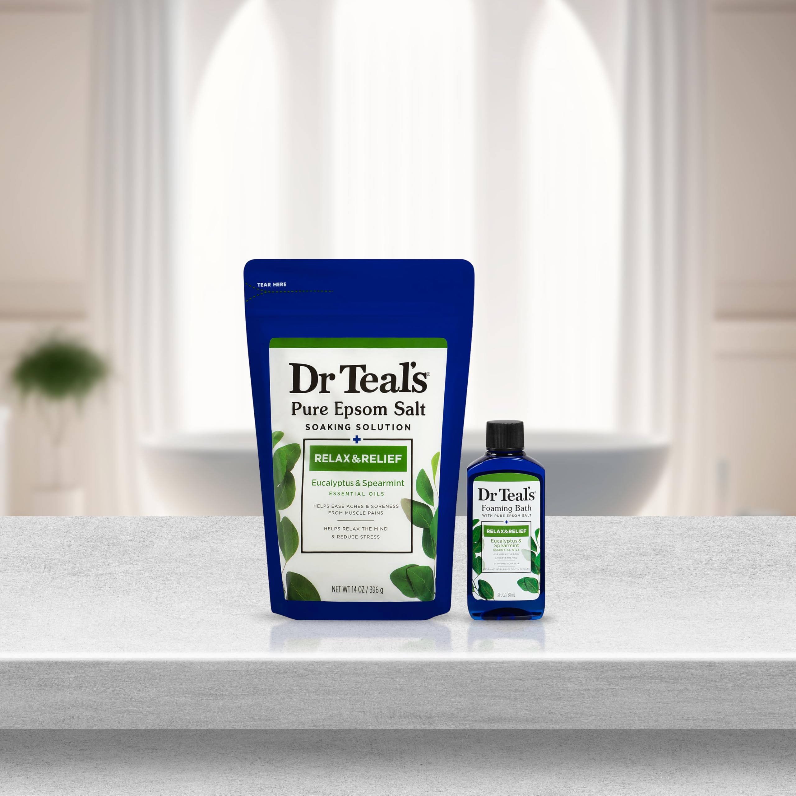 Dr Teal's Holiday Gift Set - Eucalyptus & Spearmint - 2 Piece Bath Sampler, Perfect for Stocking Stuffers