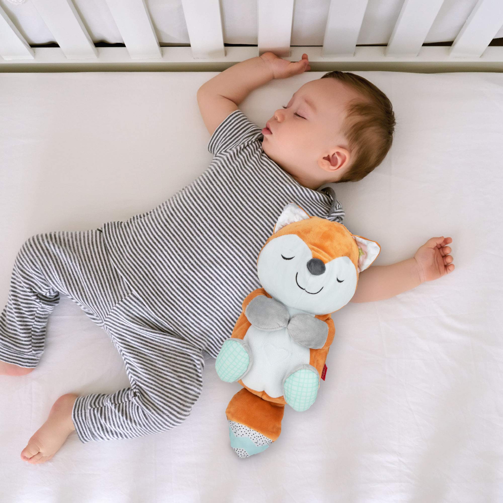 Nuby Lifelike Animated Sleeping Fox with 8 Soothing Lullabies & 4 Calming White Noises, 30 Min Non-Stop