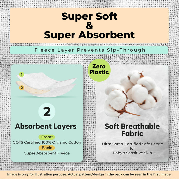 KiddyStar Double Layer Bandana Bibs - Multi Snaps Adjustable Organic Cotton Teething Bib - Absorbent Drooling Protection