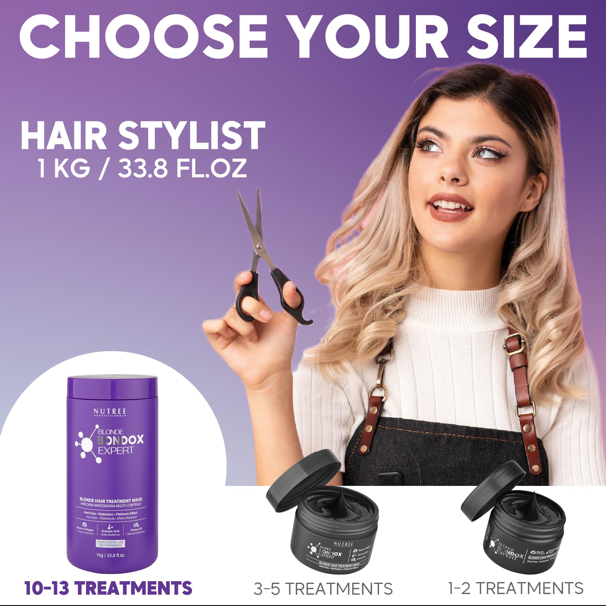 Blonde Bottox Expert, Brazilian Blonde Bottox Hair Treatment, Mask, 1kg/33.8 Fl.oz