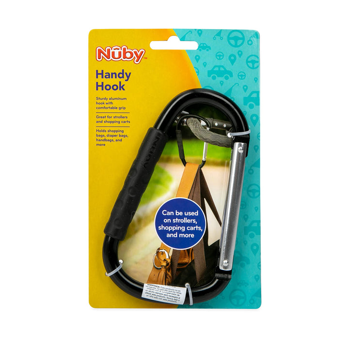 Nuby Large Handy Hook Carabiner Stroller Clip with Textured Soft Grip - Black