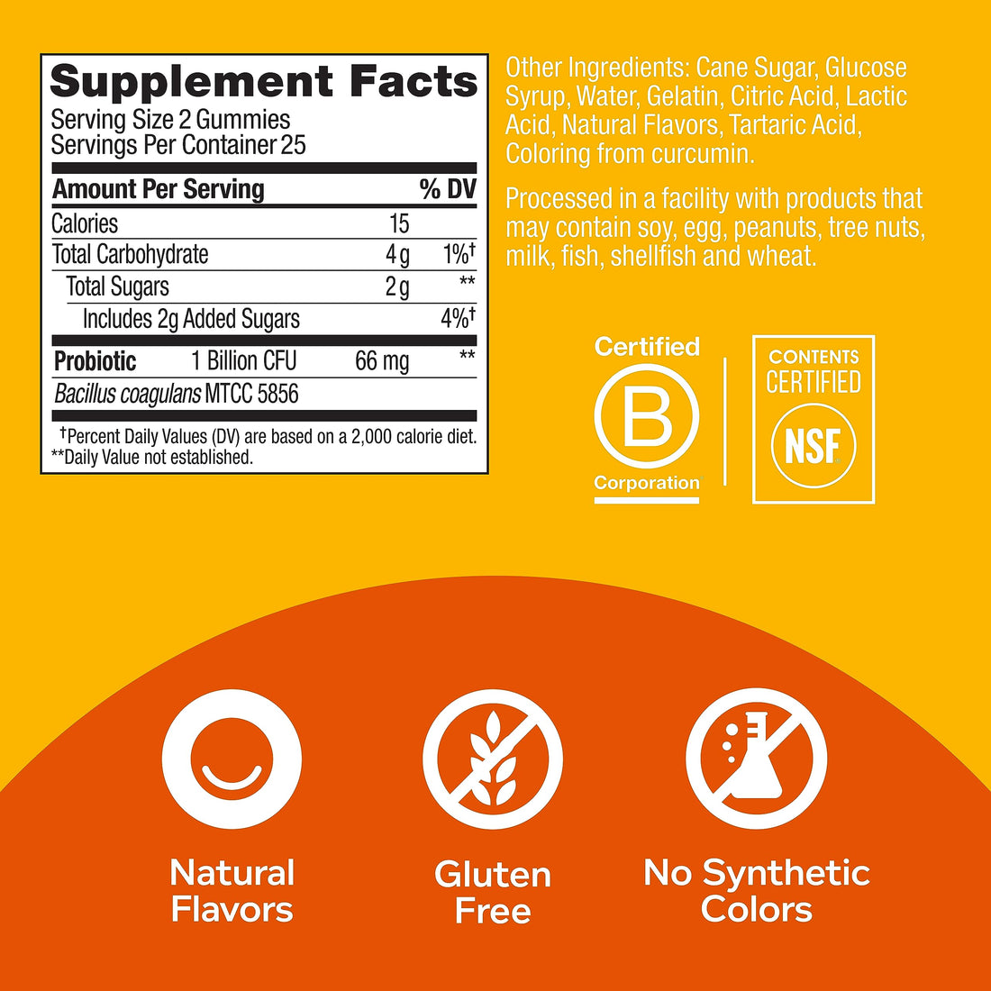 OLLY Purely Probiotic Gummy Supplements, Tropical Mango (Packaging May Vary), 50 Count