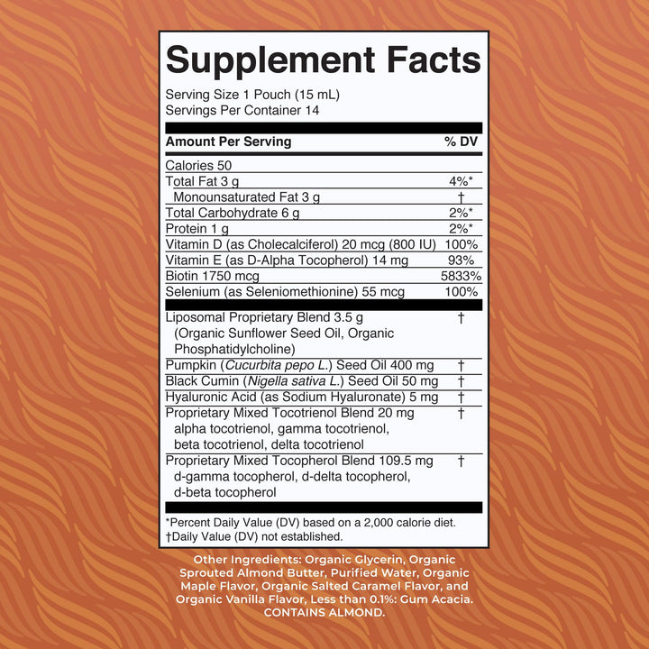 MaryRuth Organics Hair Growth Vitamins, Sugar & Gluten Free, Liquid Hair Vitamins with Vitamin D3, Vitamin E Biotin Hyaluronic Acid, Selenium for Hair & Skin Care Vegan, Non-GMO, 14-0.5 Fl Oz Pouches