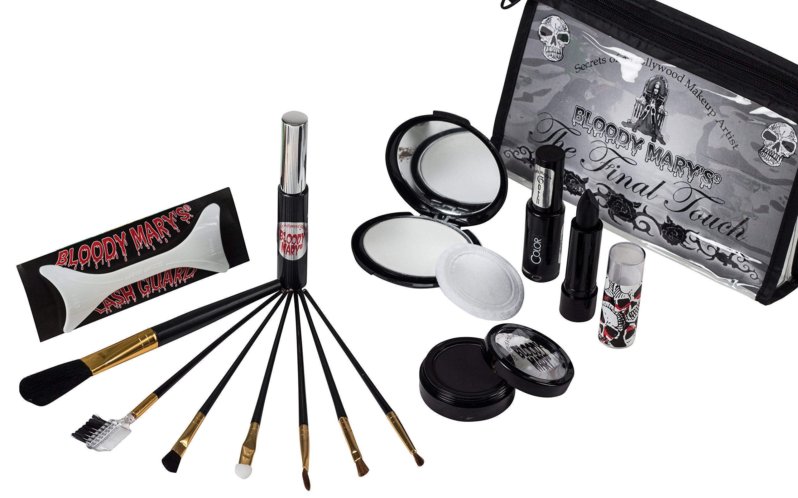 Gothic Style Final Touch Makeup Kit By Bloody Mary - Professional Quality Dark Goth Look Cosmetic Supplies Set - Black Mascara