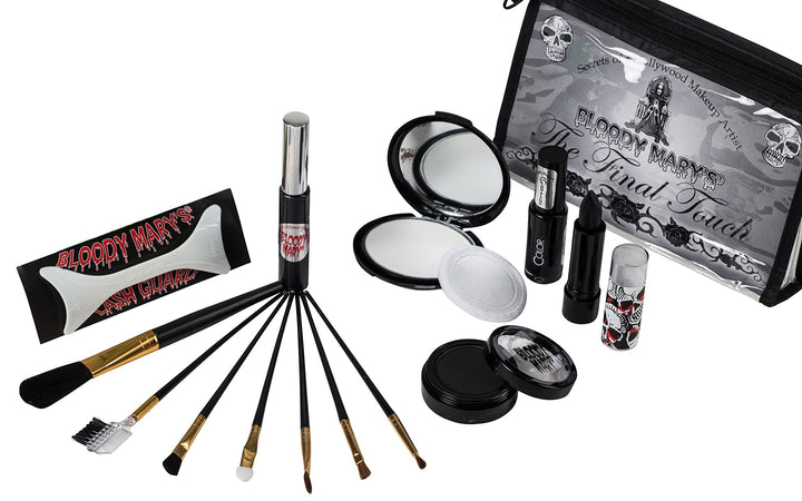 Gothic Style Final Touch Makeup Kit By Bloody Mary - Professional Quality Dark Goth Look Cosmetic Supplies Set - Black Mascara
