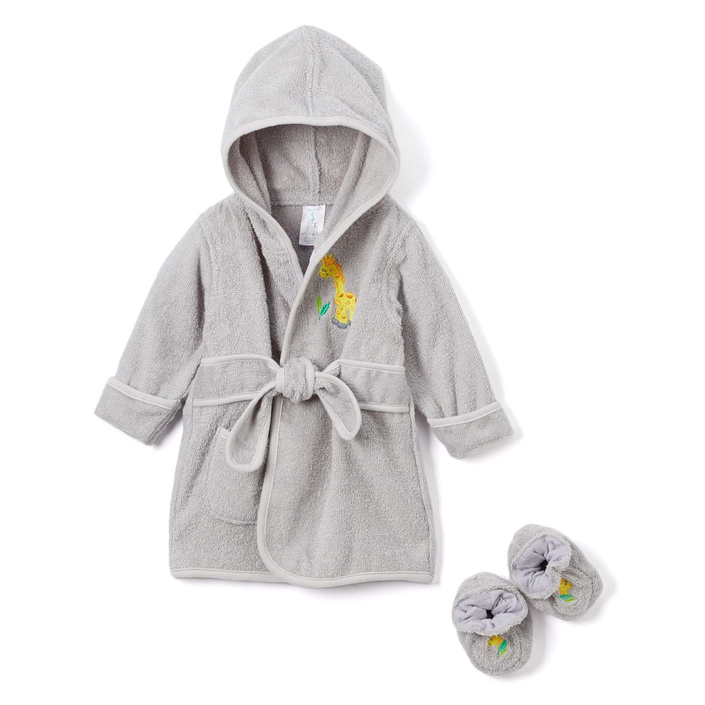 pasilk 100% Cotton Hooded Terry Bathrobe with Booties — Baby Girl Gifts — Baby Boy Gifts — 0-9 Months — Shower Gift