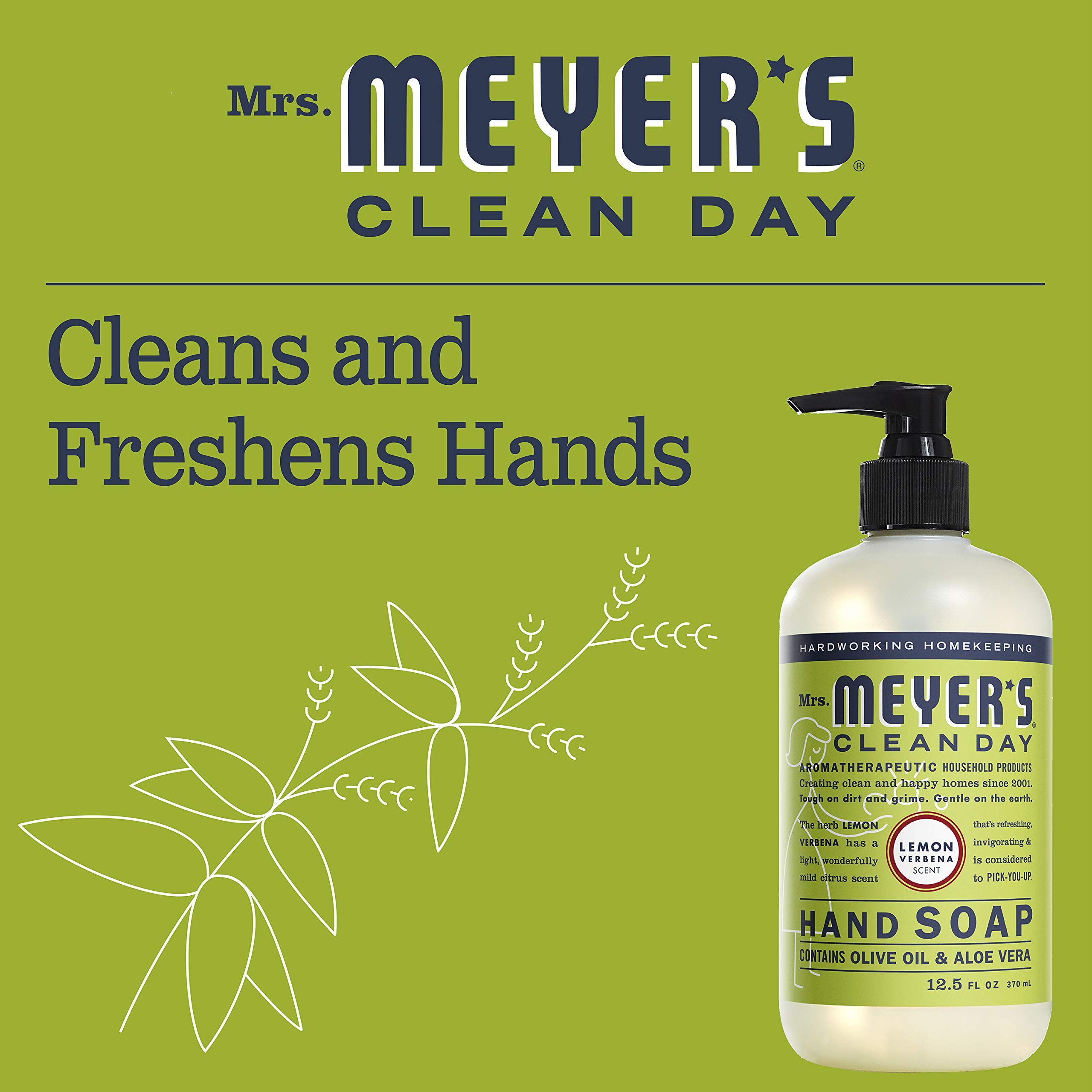 Mrs. Meyers Clean Day Liquid Hand Soap, Lemon Verbena Scent, 12.5 fl oz (Pack of 3)