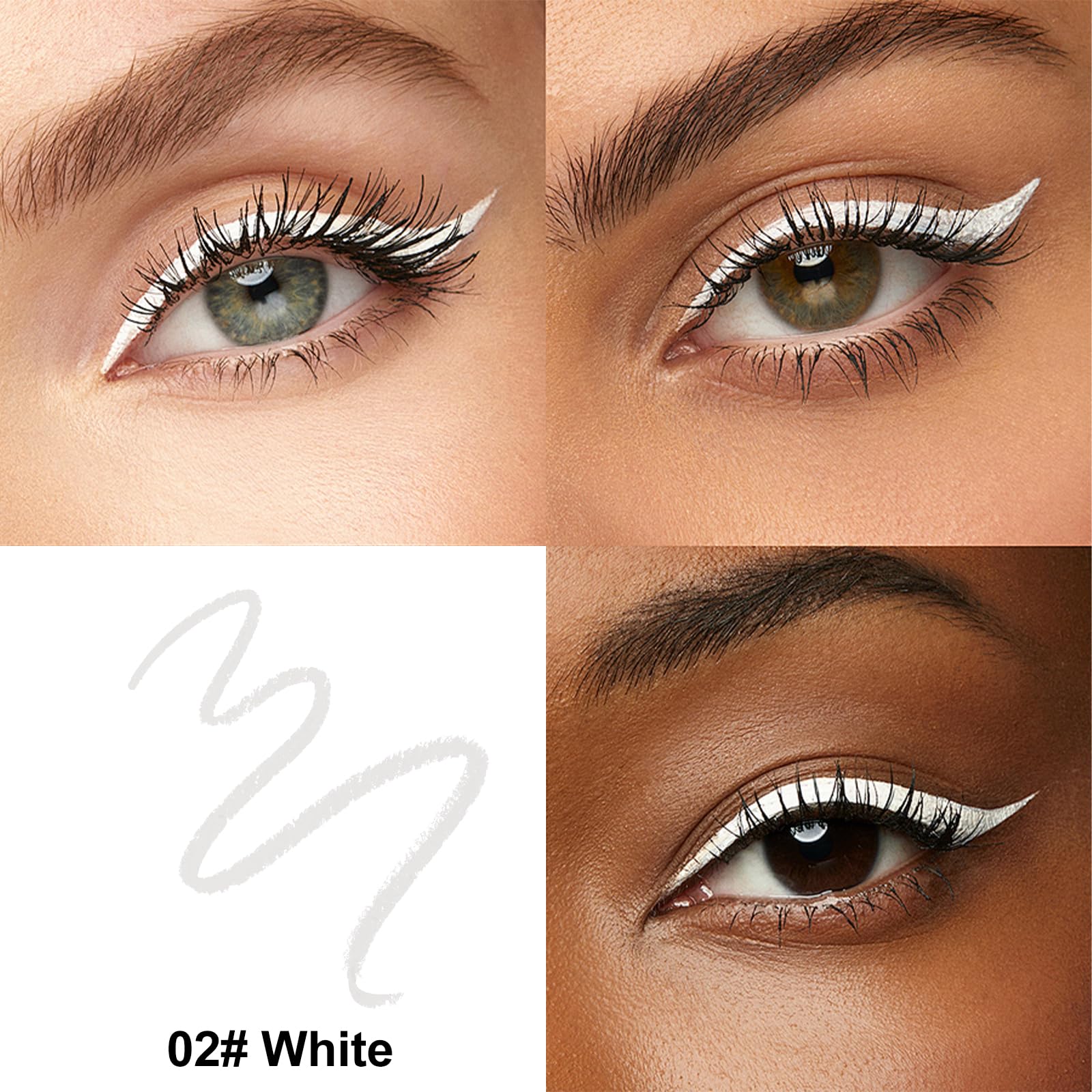 Erinde Waterproof Gel Eyeliner Pencil, Long-Lasting Sharpenable Eye Liner Pen, Waterline Gel Eyeliner Pencil, Ultra-Smooth Creamy Application, Smudge-Proof, Matte Finish, White