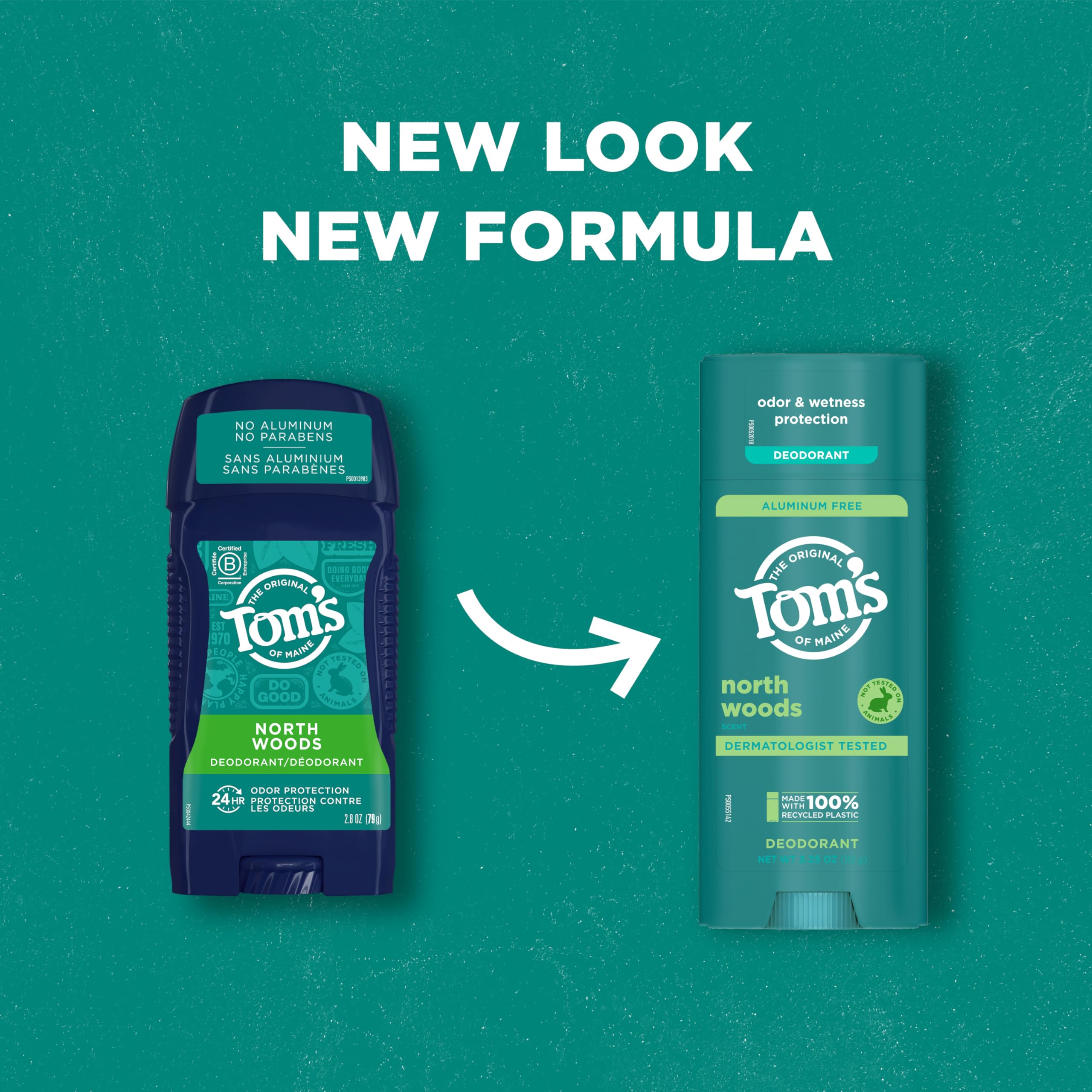 Tom’s of Maine North Woods Aluminum Free Natural Deodorant For Women & Men | Goes on Clear | Odor & Wetness Protection | Naturally Derived and Moisture-Locking Ingredients | 3.25 oz