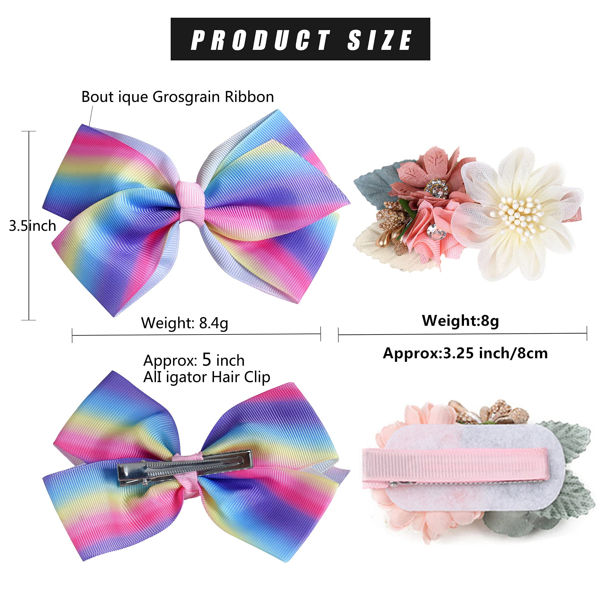 Fsmiling Hair Bows for Girls Alligator Clips Flower Girls Bows Grosgrain Ribbon Bows Hair Accessories for Girls Valentine's Day Easter Party 11 Pack