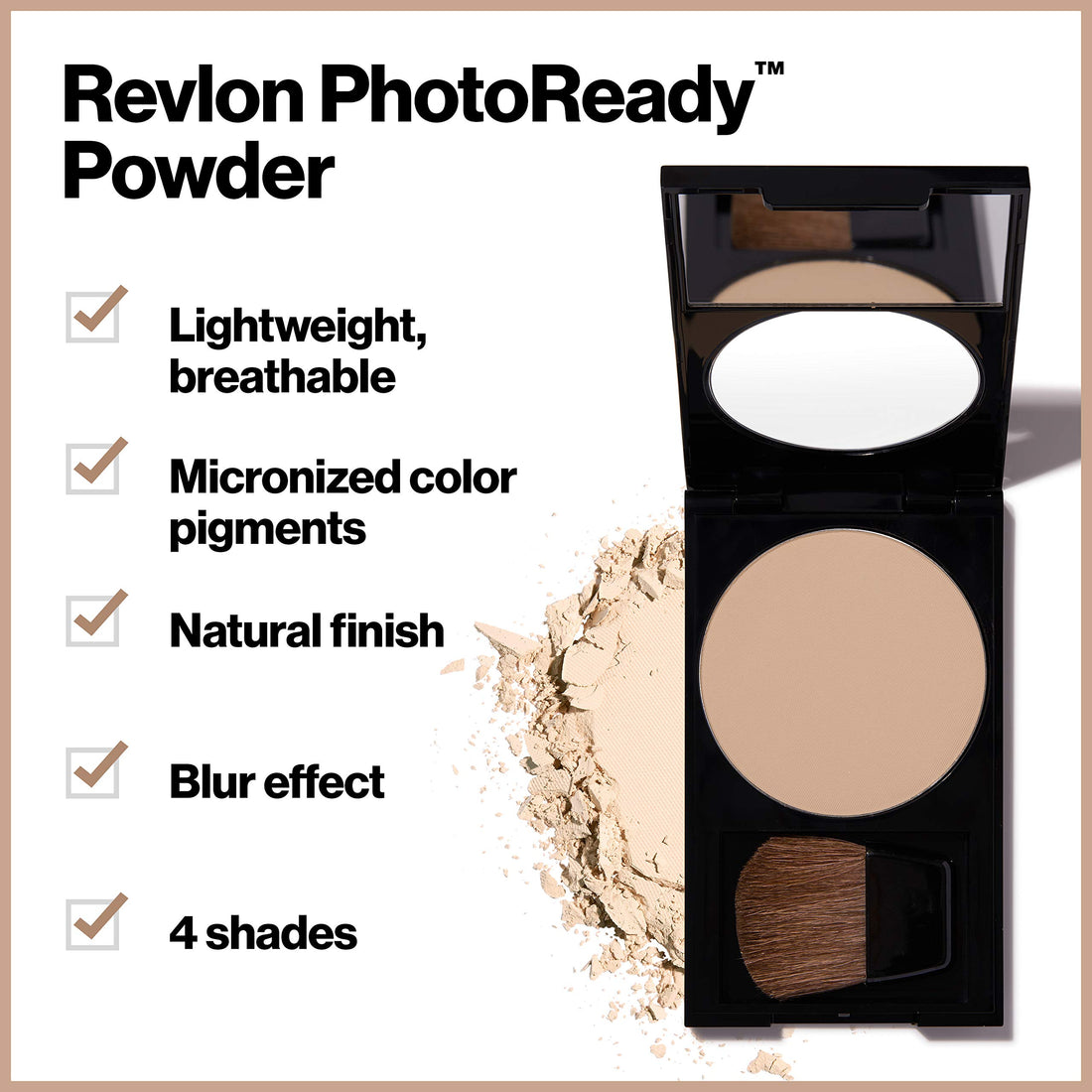 Revlon PhotoReady Blurring Face Powder Makeup, Longwear, Light-Medium Coverage with Flawless Finish, Shine & Oil-Free, 020 Light Medium, 0.25 oz