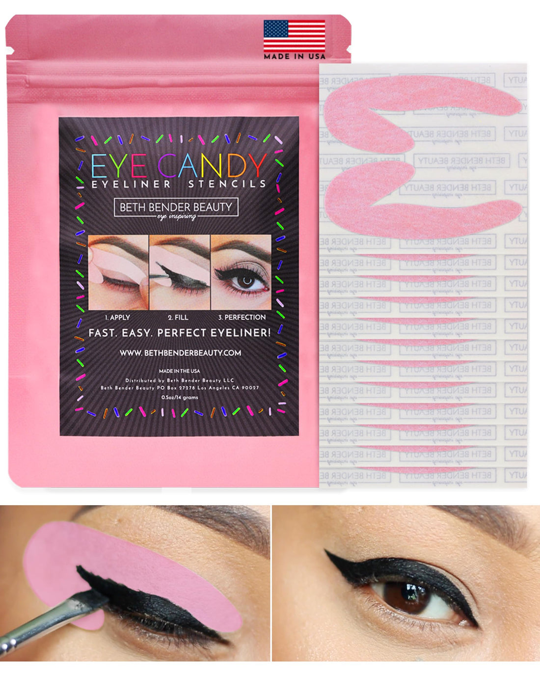 Eyeliner Stencils | Cat Eyeliner Stencil | Perfect Winged Tip Look | Created by Celebrity Makeup Artist | Reusable, Easy to Clean & Flexible | Made in USA | Cruelty Free & Vegan | Starter - 1 pk